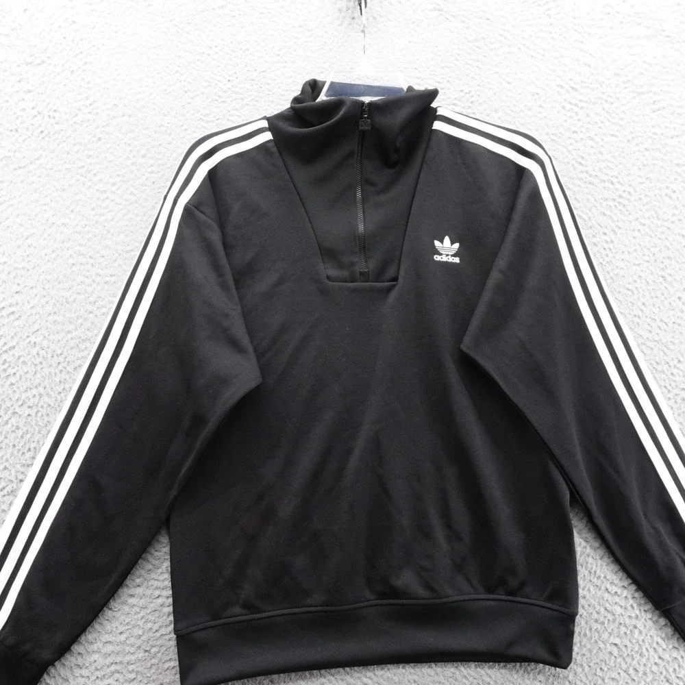 Adidas Originals Funnelneck‎ Track Jacket Small Black Men 1/4 Zip Pullover NWT